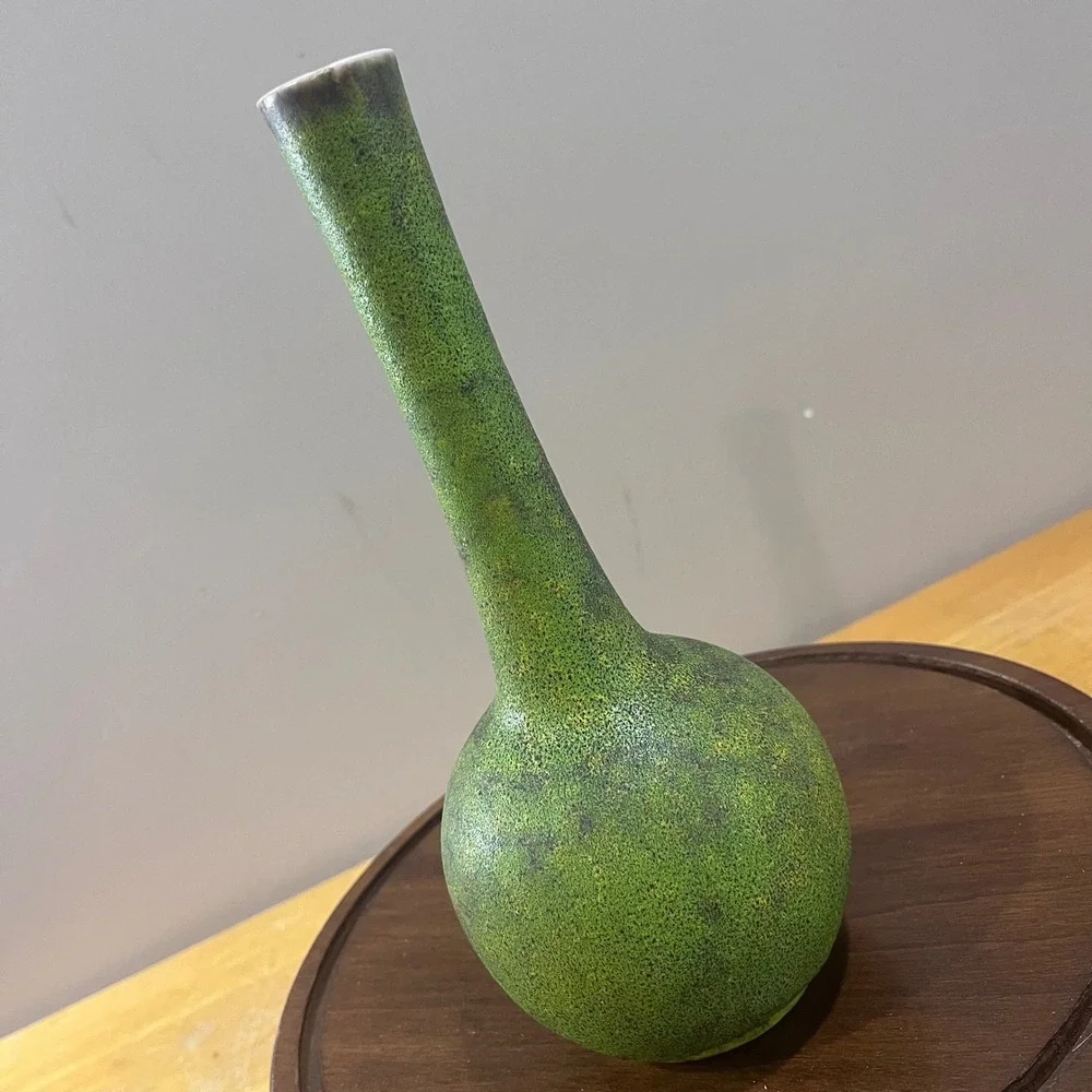 Vtg Haeger Lime Peel Textured‎ Green Bulb Vase Bud MCM 10